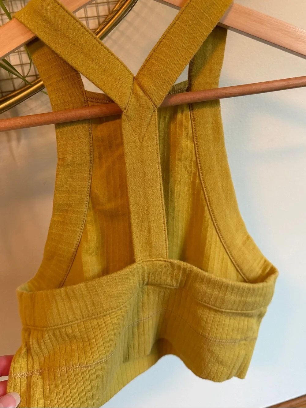 Ribbed Crossback Crop Tank - Chartreuse